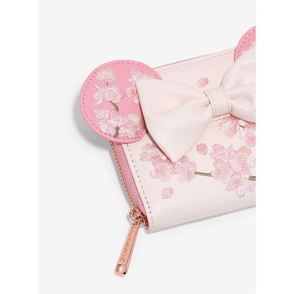 Loungefly Disney Minnie Mouse Cherry Blossom Ears Zip Wallet - Picture 8 of 8